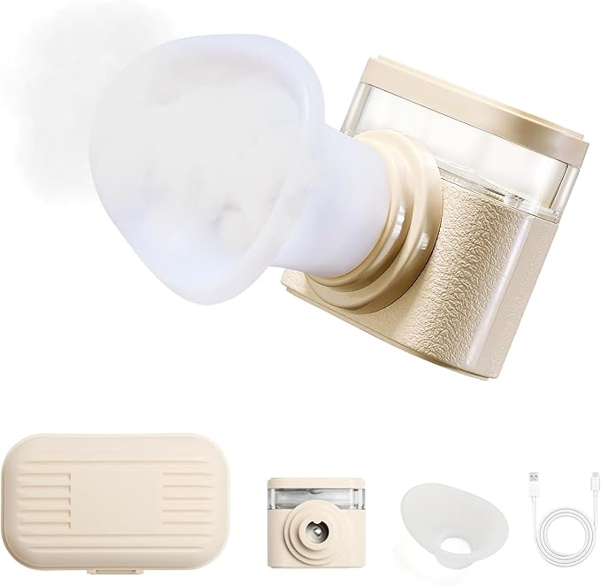 Eye Steamer for Dry Eyes Relief,Portable Electric Heated Steam Therapy Wand Machine with Moist Heat for Natural Tears Restore,Dry Eye Mist Sprayer with Warm Compress and 3 Level-Heat (Off white)