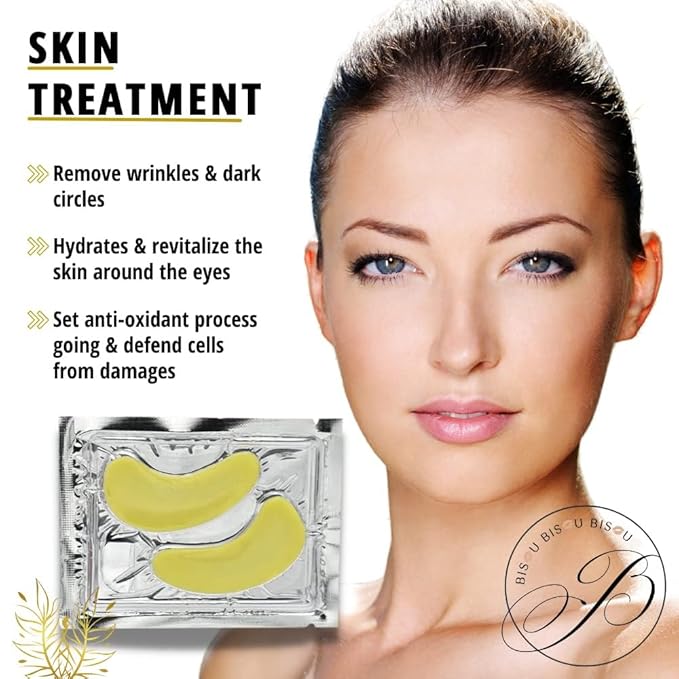 32 Pairs 24K Gold Under Eye Patches with 4 pieces of Lip Mask, Anti-Aging Eye Mask, Under Eye Mask Dark Circles and Puffiness, Wrinkles Patches with Hydrogel, Collagen Eye Pad