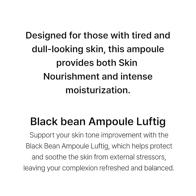 Black bean Ampoule Luftig, Skin Calm Ampoule with Skin Vitalizing, for Sensitive and Combination Skin, Mild Ampoule for Face, Korean Skin Care 1.69 fl.oz.