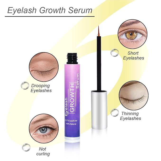 Natural Eyelash Growth Serum 5ml: Premium Lash Enhancement Treatment for Longer Fuller Lashes and Thicker Looking Lashes