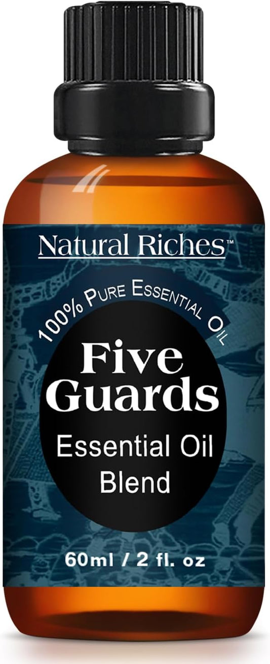 Natural Riches Five Guards Essential Oil Blend Health Shield for Aromatherapy with Clove Cinnamon Lemon Rosemary Eucalyptus Oil 2oz