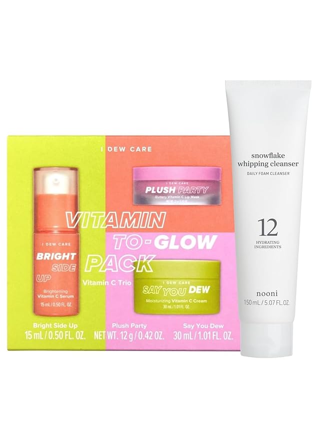 I DEW CARE Korean Skin Care Set Trio - Vitamin To Glow Pack + NOONI Korean Facial Clenaser - Snowflake Whipping Cleanser 5.07 Fl Oz Bundle