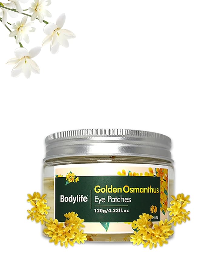 Golden Osmanthus Anti Aging Eye Mask for Dark Circles and Puffiness Reduce Wrinkles,with Hydrolyzedsoy protein, Osmanthusfragrans extract, glycerin, and Tremella fuciformis flower extract,20 pairs