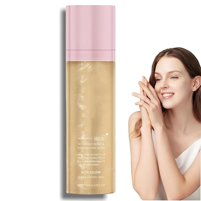 Sheer Setting Mist Sunscreen SPF 50 for Face & Body | Water-Resistant Shimmering Oil Spray | Hydrating Non-Greasy Glow Finish | Oil Control & Long Lasting(75ml)