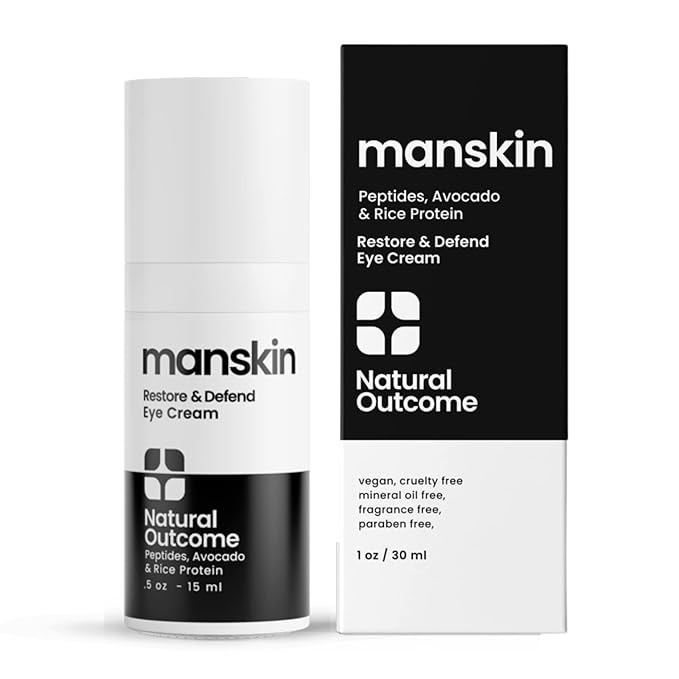 Man Skin Eye Cream for Men - Restore & Defend Anti Aging Eye Cream with Peptides, Avocado Oil and Rice Proteins