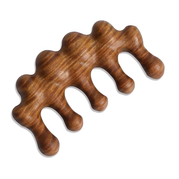 Natural Wood Wide Tooth Hair Comb Head Scalp Massage No Static Green Sandalwood Hair Pick Wooden Comb for Women Men Kids Hair Neck Hands Legs Caring Tool (Cute Hill), Brown