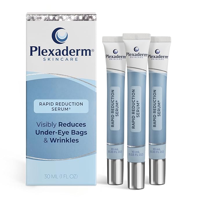 Plexaderm Rapid Reduction Eye Serum - Visibly Reduces Under-Eye Bags, Wrinkles, Dark Circles, Fine Lines & Crow's Feet Instantly, Anti Aging Wrinkle Remover for Face, 3 Full Size Tubes