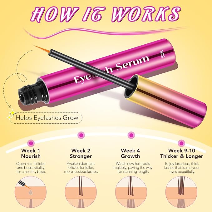 Lash Serum - 5ml Rapid Eyelash Growth Serum,eyelash serum,Growth Thickness, Stronger, Healthier Lashes & Brows, Vegan & Cruelty-Free