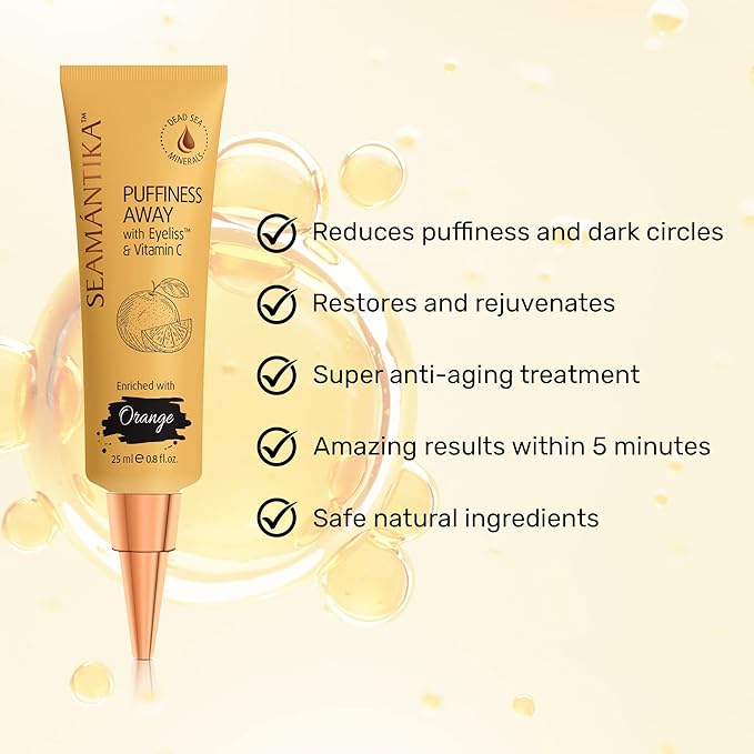 PUFFINESS AWAY Eye Cream 0.8 fl.oz - Instant Eye Bag Remover Puffiness with Eyeliss; Vitamin C, Under Eye Puffiness Reducer Instant Results, Temporary Reduction of Wrinkles & Dark Circles
