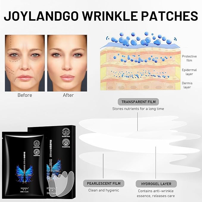 2 Boxes Joylandgo Wrinkle Patches, Microcrystalline Nasolabial Folds Removal Patches, Joylandgo Wrinkle Removers Patches, Lift Tape Invisible Anti Wrinkle Patches