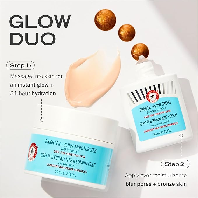 First Aid Beauty - Bronze + Glow Drops with Niacinamide, Visibly Evens Skin Tone, Blurs Pores and Hydrates for 24 hours with a Bronze Kiss of Color, Non-Comedogenic, Safe for Sensitive Skin, 1 oz