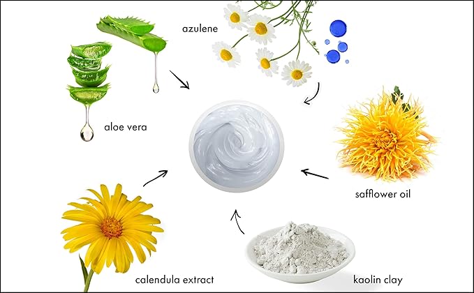 Raya Azulen Soothing Masque (602) | Calming Facial Treatment Mask for Sensitive Skin | Tones and Refines Complexion | Made with Azulene and Aloe Vera