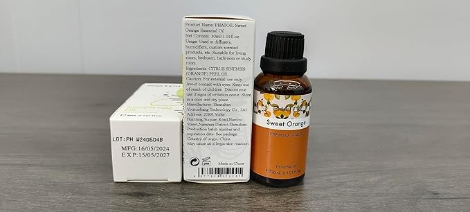 30ML Sweet Orange Essential Oil, for Aromatherapy Diffusers, Humidifiers, Great for DIY Candle and Soap Making