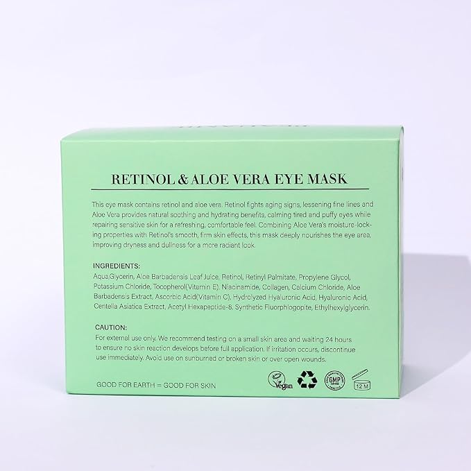 Under Eye Patches with Retinol and Aloe Vera Eye Mask for Dark Circles and Puffiness, Face Mask Skin Care Products 30 Pairs