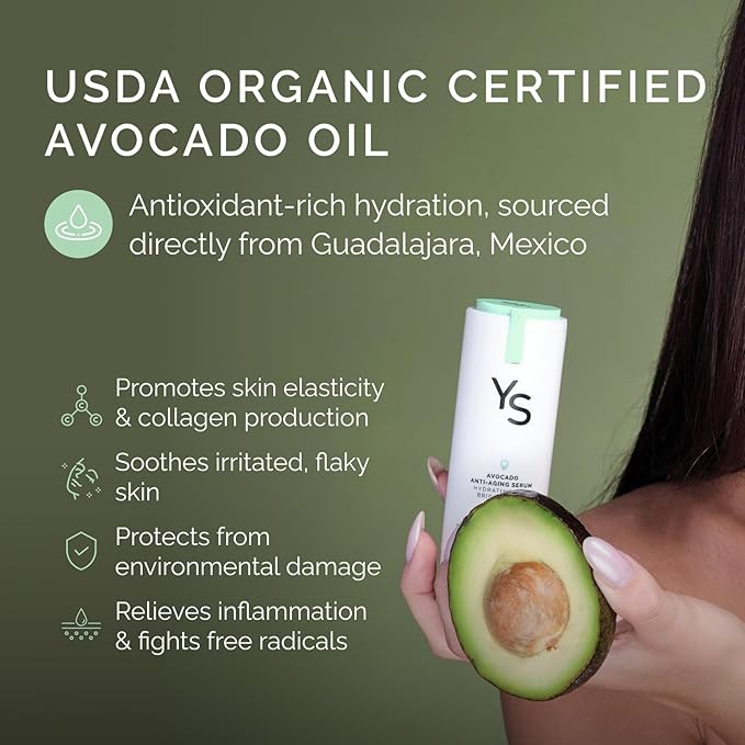 Avocado Anti-Aging Serum - Hydrating, Brightening, Wrinkle Reducer, Facial Skincare - Organic Avocado Oil, Vitamin C, Hyaluronic Acid, Niacinamide - 30ml