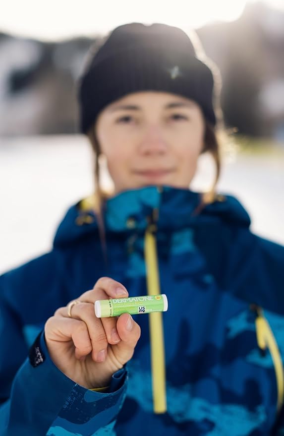 Dermatone Green Tea Lip Balm | SPF30 Lip Protection | Moisturizing with Aloe and Vitamin E | Medicated to Soothe & Replenish Chapped and Cracked Lips (Green Tea Lip Balm, 0.15oz Pack of 2)