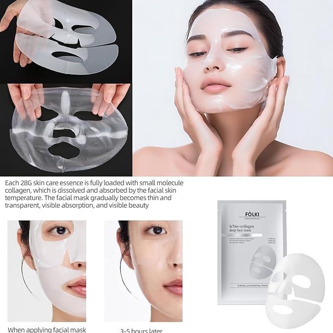 4 Pack Collagen Face Mask – Anti-Aging, Firming, and Moisturizing Bio-Collagen Mask for Radiant Skin – Reduces Fine Lines and Wrinkles, Instant Brightening