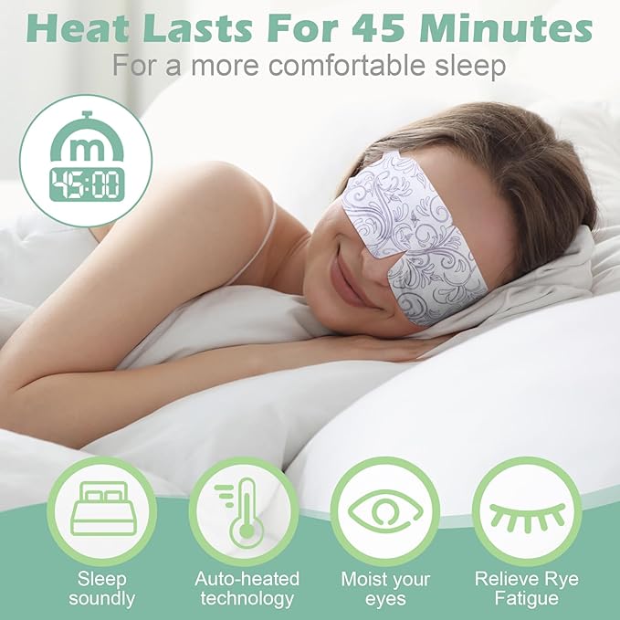 48 Packs Steam Eye Mask Disposable Self Heating Eye Mask for Dry Eyes Spa Warm Sleep for Home Office Travel Eyestrain Relieve