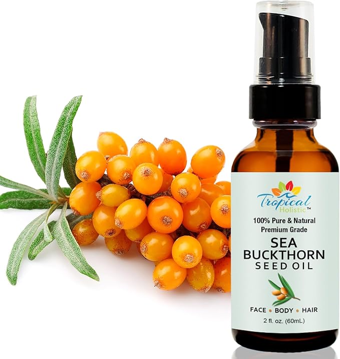 100% Pure Sea Buckthorn Seed Oil 2 oz - Premium Natural, Cold-pressed, Unrefined, Extra Virgin for Hair, Face, Lips, Acne, Anti aging Skincare