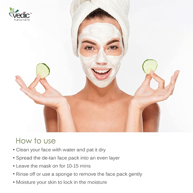 De Tan Face Pack-100g | Enriched With Cucumber Extract, Bentonite Clay & Kaolin Clay | Removes Tan, Skin Brightening & Hydrates | 100% Organic