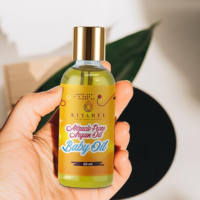 100% Pure Argan Oil for Babies, Baby Oil for Natural Softer Skin, hair, face and nails | Hydrating Vitamin E 6 Fatty Acids for Eczema, Skin Aging, Stretch Marks, Wrinkles, and Under Eye Bags.