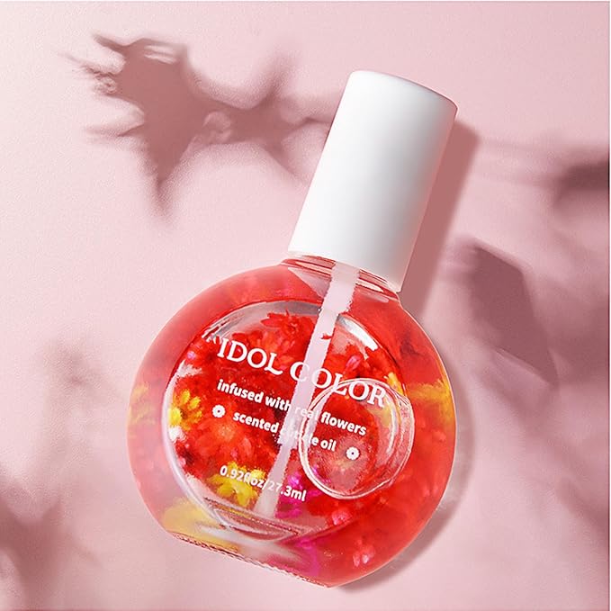 Flowery Scented Cuticle Oil, Infused with Real Flowers, Cuticle Revitalize Oil, Nail Oils For Growth And Strength, Cuticle Remover - Nail Strengthener - Cuticle Softener (0.92 fl.oz, ROSE)