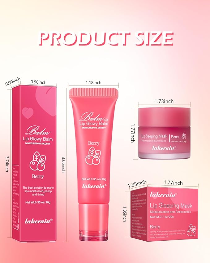 2Pcs Lip Glowy Balm & Lip Sleeping Mask,Hydrating Repair Sleeping Lip Mask,Glossy Tinted Lip Balm,Smooth Cracked Chapped Lip,Lip Care Therapy Treatment,Women's Day Makeup Gift for Women-Grapefruit