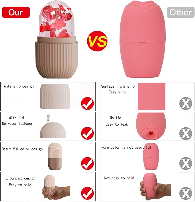 XHJRI Ice Face Roller Massager,Ice Cube Roller for Face, Eyes and Neck Naturally Conditioning and Skin Care,De-Puff Eye Bags,Reduce Migraine Pain,Reusable Massage Silicone Ice Mold (Coffee)