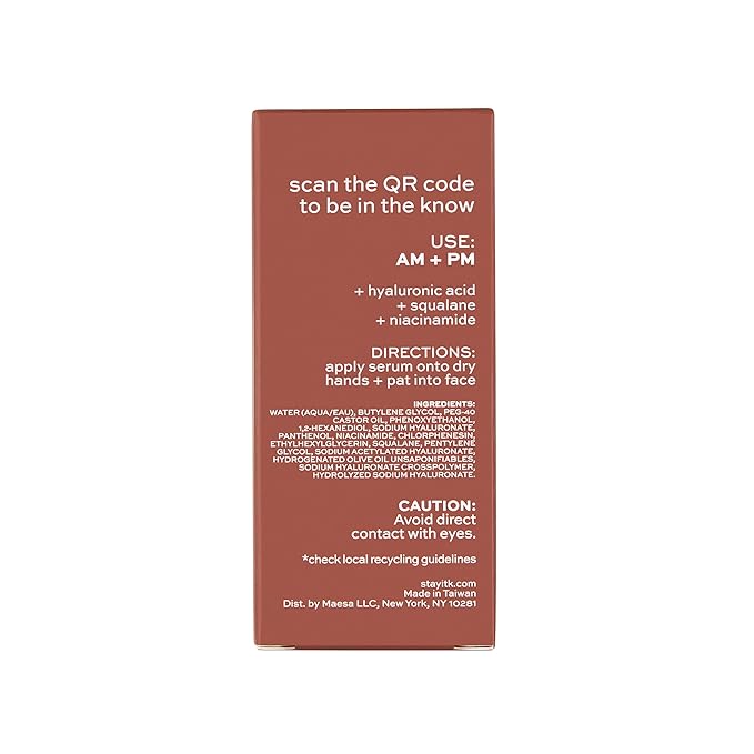 ITK Hyaluronic Acid Serum with Niacinamide & Squalane - Hydration & Plumping Anti-Aging Serum For Face - Deep Moisture Hydrating Face Serum For Sensitive + Dry Skin - Vegan + Cruelty Free, 1 Fl Oz