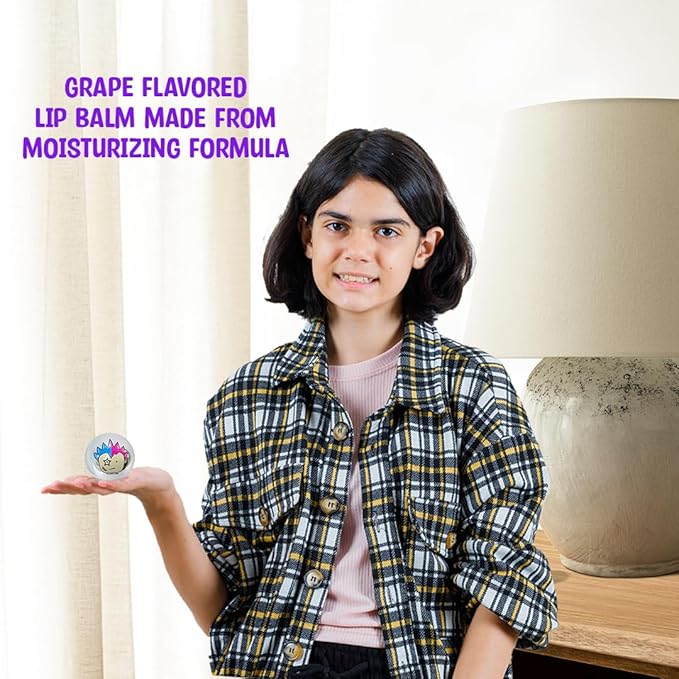 Hydrating Lip Balm for Kids, Tweens & Adults Lips Moisturizer - Twist-Off Ball Container, Travel Size, Stocking Stuffer | Grape Flavor