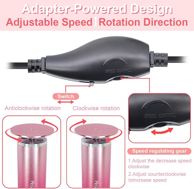 High Torque Electric Foot File - Callus Remover for Feet,Adjustable Speed Foot File with 60 Pcs Sandpaper Discs,Professional Pedicure Tool for Dead Skin and Calluses (Gradient Pink)