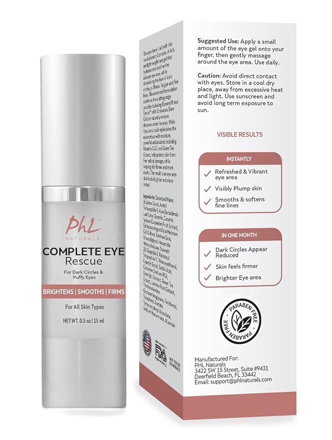 Dark Circles Under Eye Treatment - Tackles Puffiness, Wrinkles and Bags - Natural Eye Brightening Gel for Under and Around Eyes, suits Men & Women, 0.5 fl. ounce.