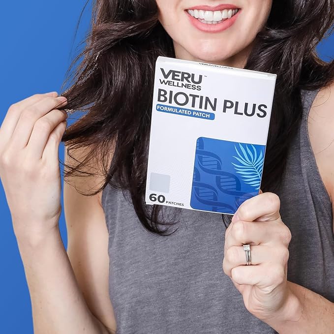 Veru Wellness Biotin Plus Daily Patch - B7, Collagen - Self Adhesive Time Release Patch (60 Day)