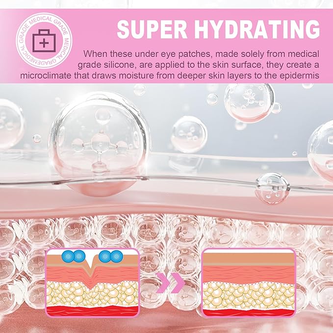 Akissos Under Eye Patches 6 PCS Silicone Reusable Eye Patches for Wrinkle, Puffiness Eyes, Dark Circles - Overnight Skin Facial Moisturizing Treatment for All Skin - Hypoallergenic Smile Line Pads