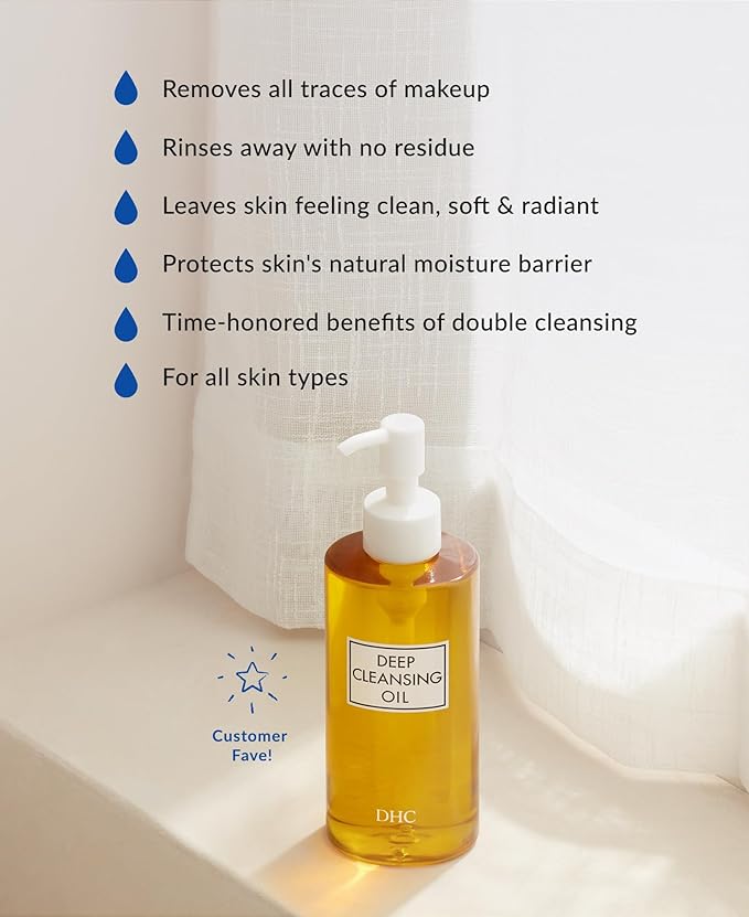 DHC Deep Cleansing Oil and Travel Size, Facial Cleansing Oil, Makeup Remover, Cleanses without Clogging Pores, Residue-Free, Fragrance and Colorant Free, For All Skin Types, 6.7 oz and 1 oz