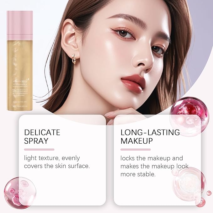 Sheer Setting Mist Sunscreen SPF 50 for Face & Body | Water-Resistant Shimmering Oil Spray | Hydrating Non-Greasy Glow Finish | Oil Control & Long Lasting(75ml)