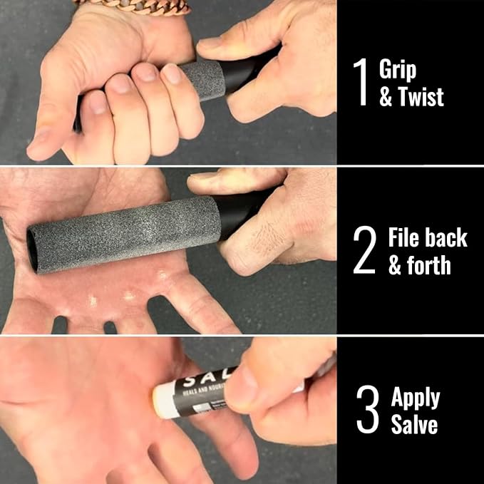 SandBar Callus Remover File for Hands - Durable Aluminum Tool for Callus Care and Dead Skin Removal - Includes Nourishing Salve - Ideal for Athletes, Climbers, and Gym Enthusiasts