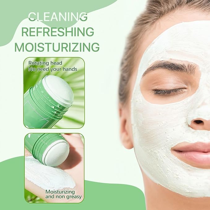 2 PCS Green Tea Purifying Clay Face Mask, Blackhead Remover With Green Tea Extract, Face Moisturizing,Deep Pore Cleansing for All Skin Types of Men And Women