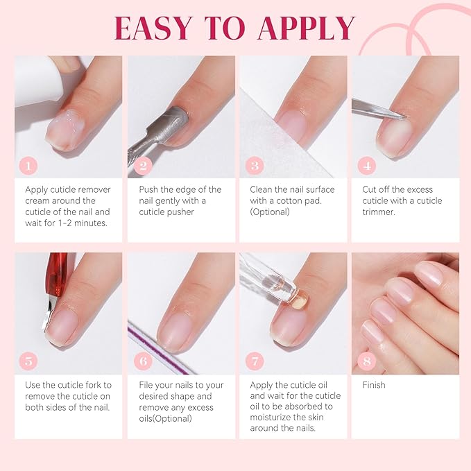 MIZHSE Cuticle Remover & Oil Care Set - 90ml Cuticle Softener & Moisturizer Manicure Kit with Remover Cream, Oil, Trimmer/Nipper/Pusher Set for Nail Salon & Home Use