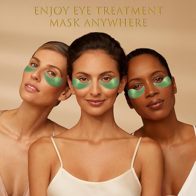 Green Seaweed Eye Maskโ 60 Pcs - Gold Under Eye Mask Retinol & Collagen - Puffy Eyes and Dark Circles Treatments โ Look Younger and Reduce Wrinkles and Fine Lines Undereye, Improve and Firm eye