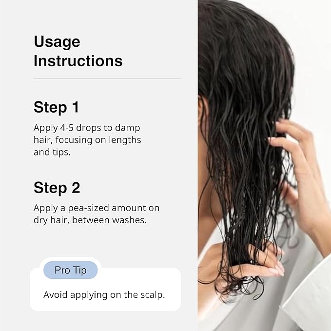 Smooth and Shine Hair Serum for Dry Frizzy Hair Women and Men | Helps Reducing Hair Breakage, Frizz and Detangels for Strong, Protected and Shiny Hair