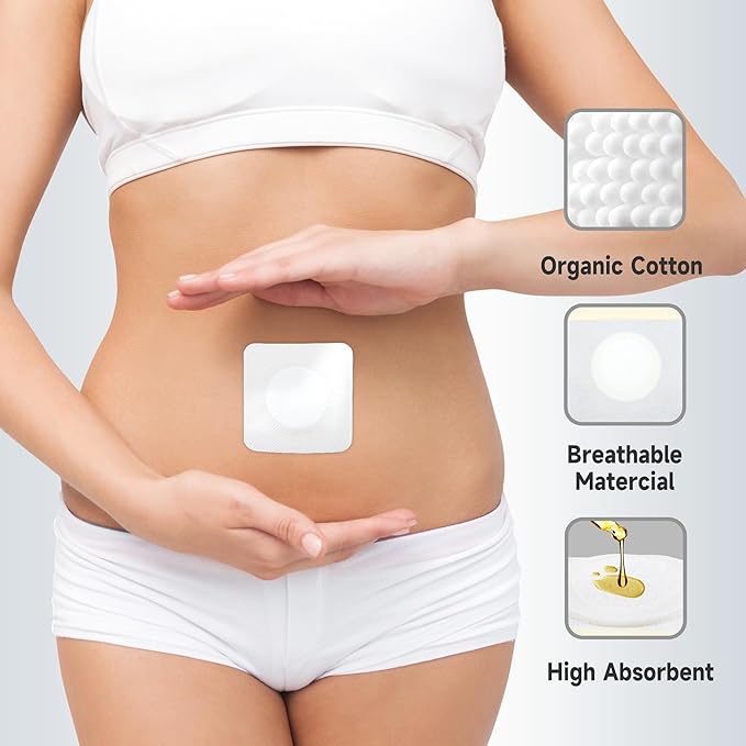 16 Pcs Disposable Castor Oil Patches for Belly Button,White Castor Oil Pack Belly Wrap Cover