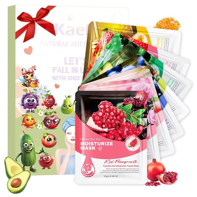 8 Pack Face Sheet Mask Skincare,Hydrating Face Mask For Sensitive Skin,Moisturize,Soothing,Nourish for All Skin Types,Natural Spa Party Facial Mask Skincare Set for Women Men Girls