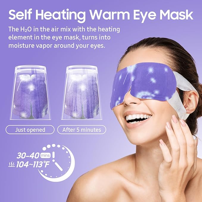 Steam Eye Mask, 10 Packs Heated Eye Mask, Self Heating Disposable SPA Warm Compress for Eyes Sleep Mask, Soothing Moist Heat Eye Masks, Travel Essentials & Relaxation Gifts (Lavender Scent)
