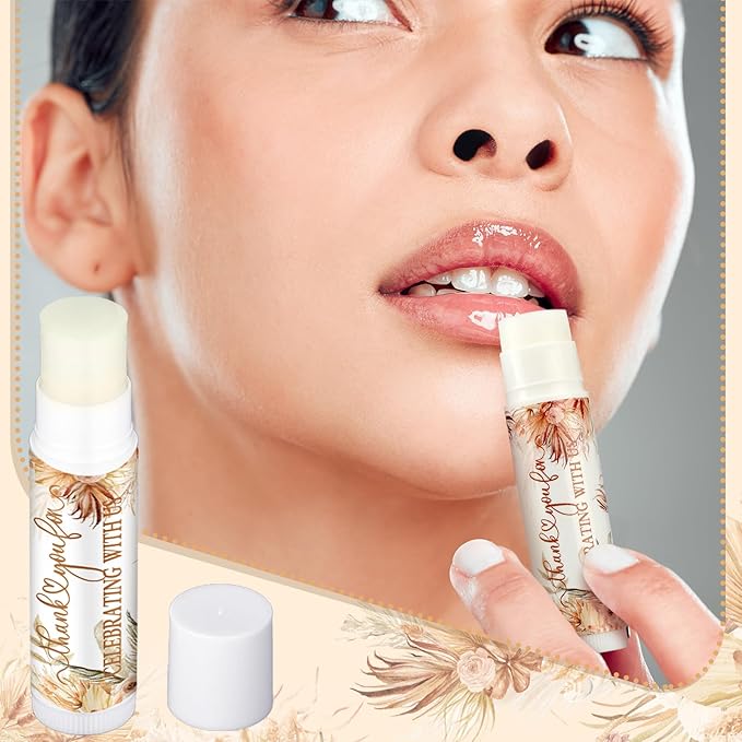 50 Pcs Wedding Bridal Shower Gifts Party Favors Bulk Floral Lip Balm Baby Shower Thank You Appreciation Gifts for Women Tea Bachelorette Party(Elegant)