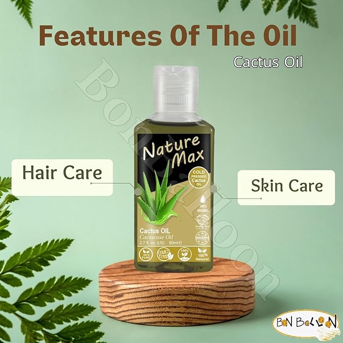 Nature Max Cactus Oil Essential Premium Oils Natural Undiluted Pure for Hair and Skin Care Cold Pressed No Additives No Preservatives Non GMO Kosher Halal (1 Pack = 2.70 oz / 80 ml) زيت الصبار