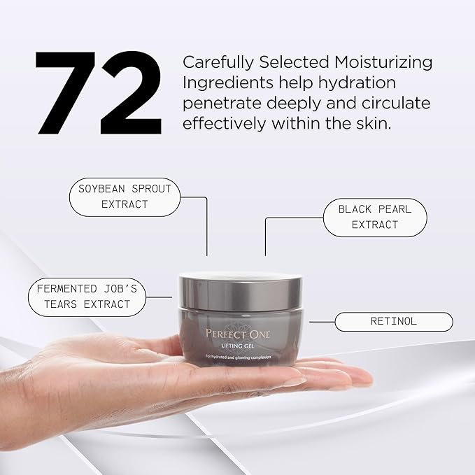 PERFECT ONE Lifting Gel: All-in-One Japanese Facial Cream with Niacinamide, Hyaluronic Acid, Retinol & Collagen. Replaces Serum, Moisturizer, Eye Cream, Primer & Mask, 1.76 oz (50 g)