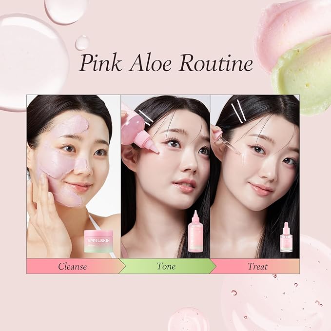 APRILSKIN Pink Aloe Facial Polish Cleanser with Vita Toner and Mucin Serum