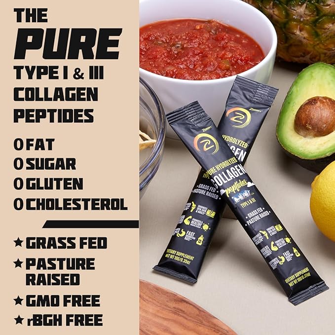 Premium Collagen Peptides Powder, 30 Sticks Travel Packets(Type I, III), Unflavored Collagen Protein Powder to Go, Hydrolyzed Collagen Peptides for Skin Hair Nail Joint, 10g per Serving, Paleo & Keto