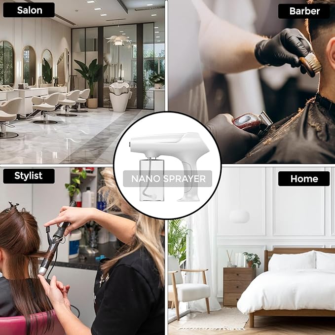 Barber Nano Spray,Cordless Portable Water Sprayer, USB-C Rechargeable for Barber, Salon, Home